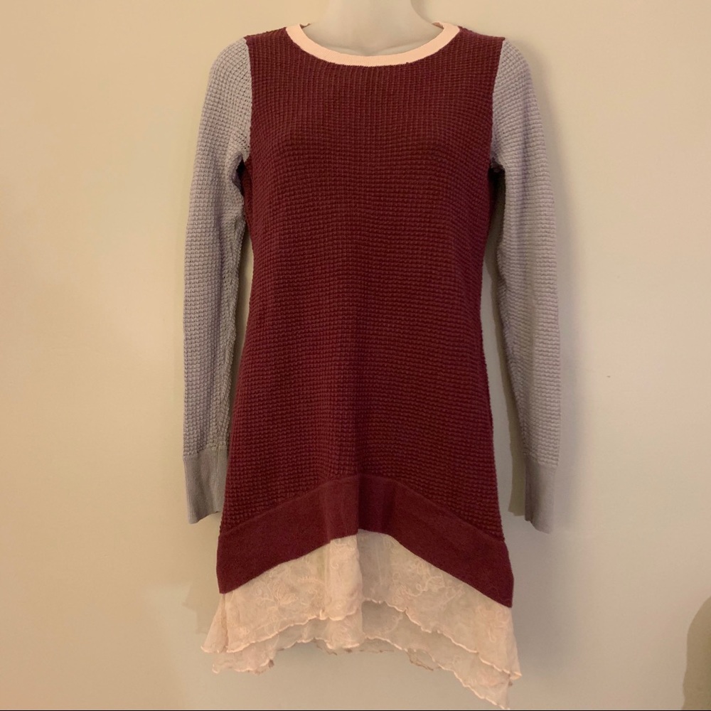 LOGO by Lori Goldstein  Waffle Top With Lace